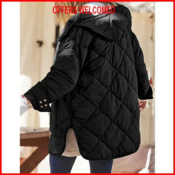Quilted Puffer Jacket Hooded Long Sleeve Zip Up Winter Coat Lightweight - Picture 4 of 8